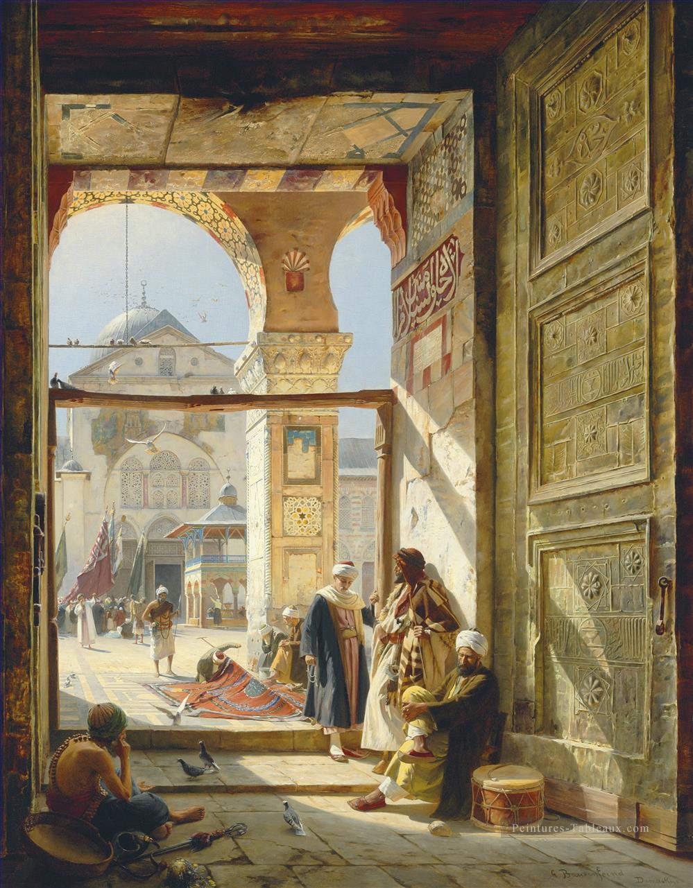La porte de la grande mosquée omeyyade Damas Gustav Bauernfeind orientaliste Peintures à l'huile